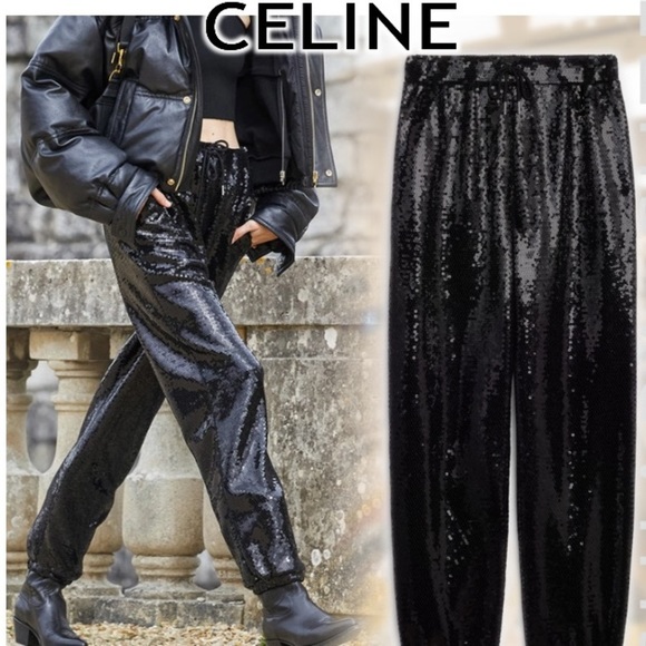 Celine AW21 black sequin joggers - Picture 1 of 13
